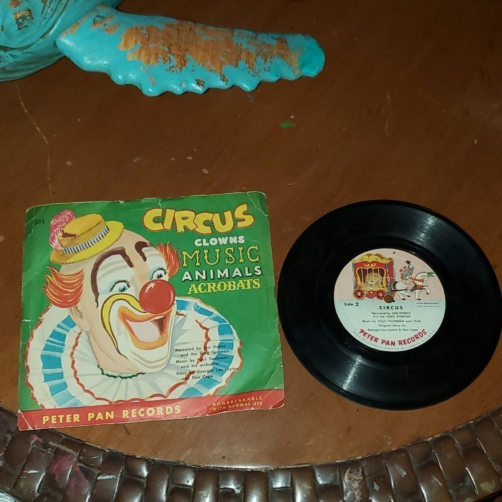Vintage Peter Pan Records Circus Clowns Music Animals Acrobats Vinyl